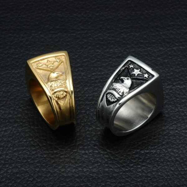 Gold Eagle Signet Classical Ring - Image 4