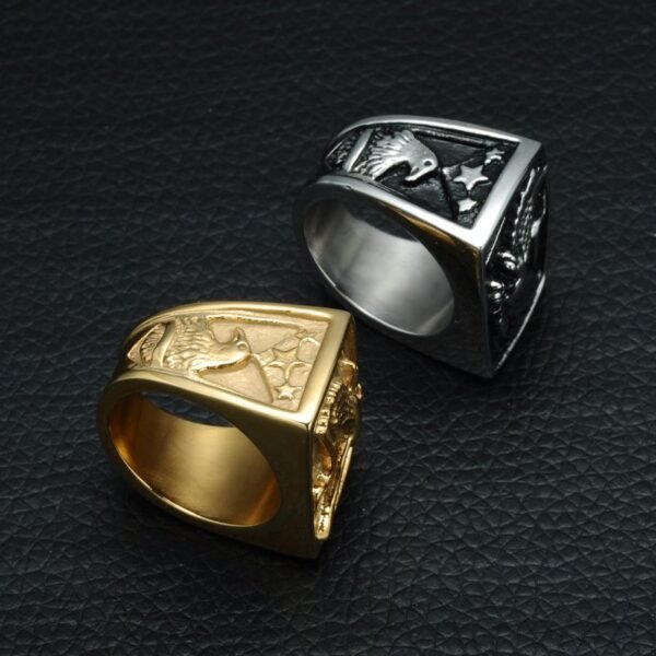 Gold Eagle Signet Classical Ring - Image 5