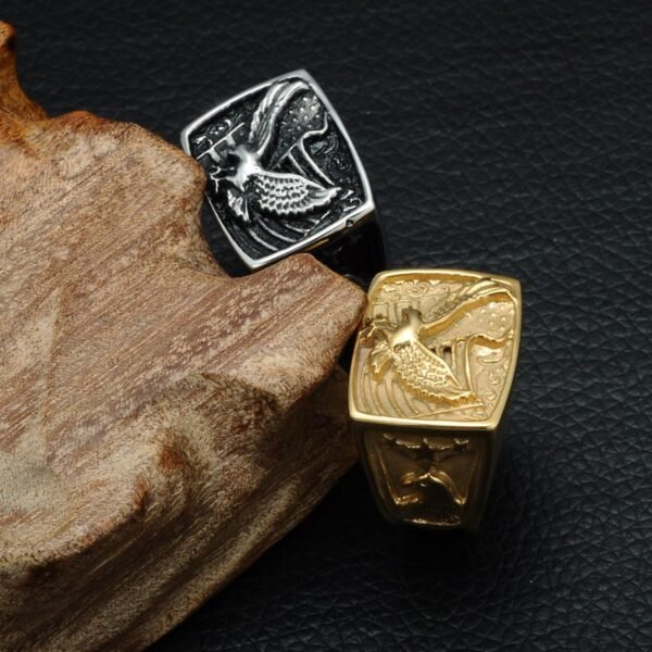 Gold Eagle Signet Classical Ring - Image 3