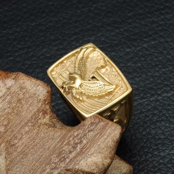 Gold Eagle Signet Classical Ring - Image 2