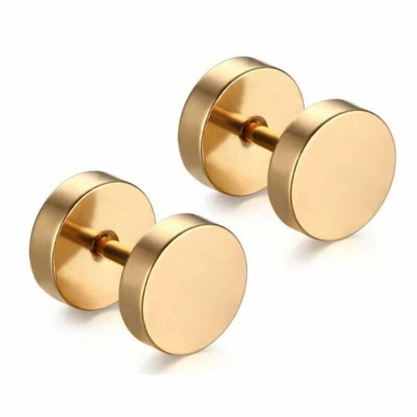 316L Stainless Steel Gold 8mm Reversible Screw Back Earring ME-018