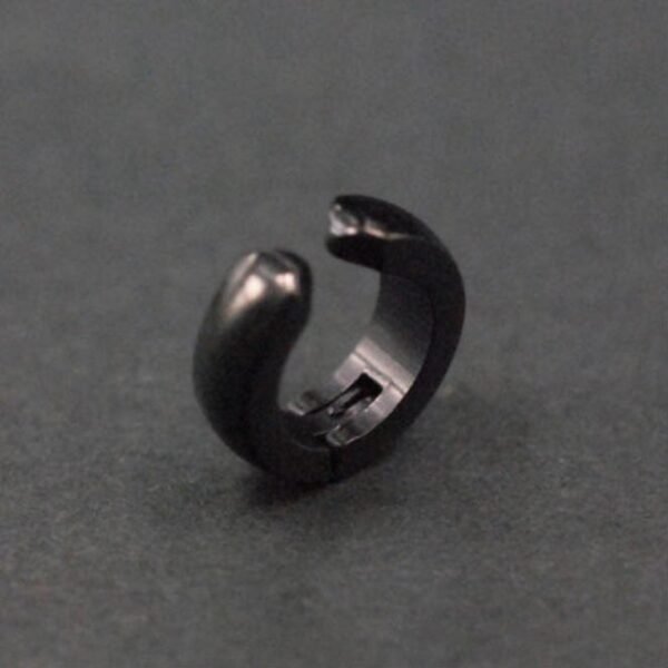 Black Stainless Steel Clip On Hoop Earrings (No piercing) ME-059 - Image 3