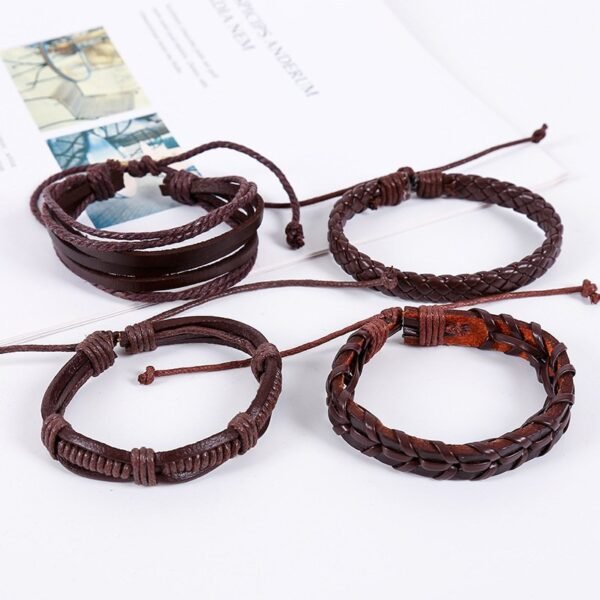 5 in 1 Stackable Leather Bracelet Set - Image 3