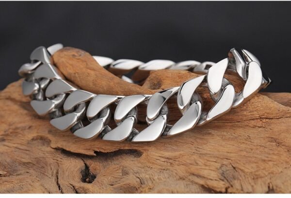 15mm Silver Miami Cuban link Bracelet - Image 2