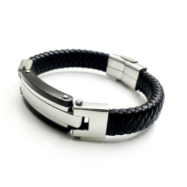 Contemporary Elegant ID Leather Bracelet - Image 3