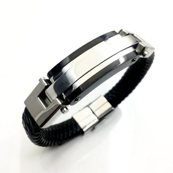 Contemporary Elegant ID Leather Bracelet - Image 4