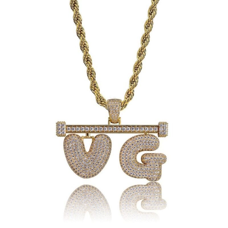 Custom Name Under Bar Bubble Letter Pendant - Image 6