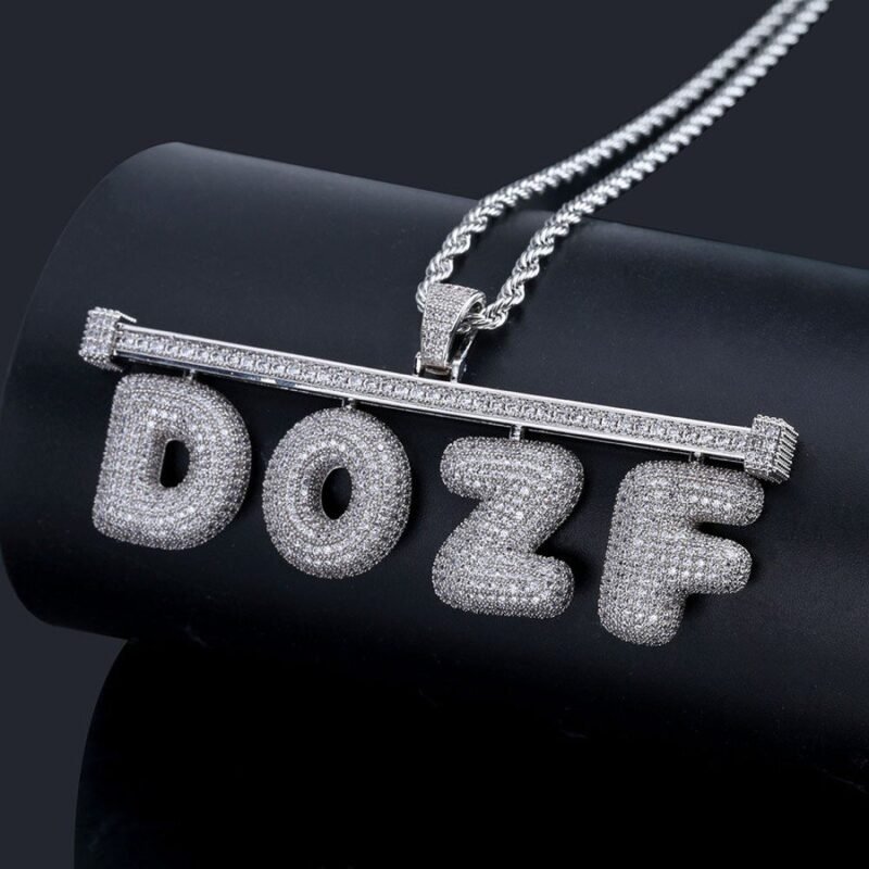 Custom Name Under Bar Bubble Letter Pendant - Image 9