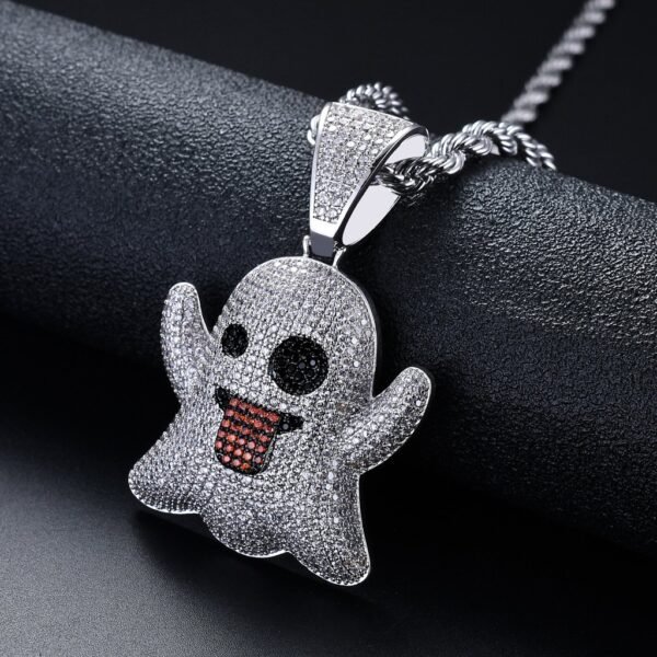 Iced Out Ghost Emoji Necklace - Image 5