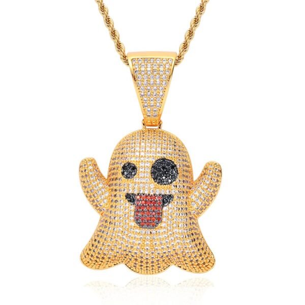 Iced Out Ghost Emoji Necklace - Image 3