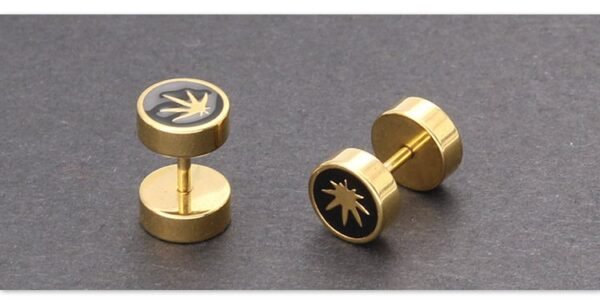 Simple Stainless Weed Screw Back Stud Earring - Image 4