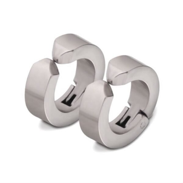 Silver Stainless Steel Clip Hoop Earrings (No piercing) ME-071