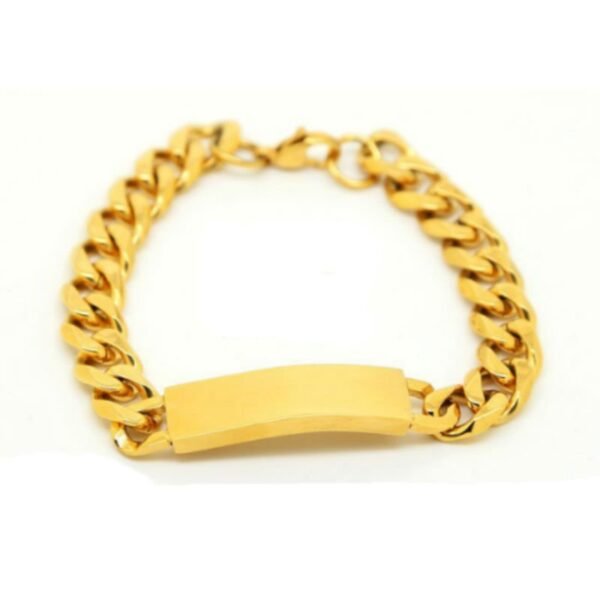 12mm Gold ID Plate Cuban Link Bracelet - Image 6
