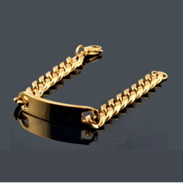 12mm Gold ID Plate Cuban Link Bracelet - Image 5