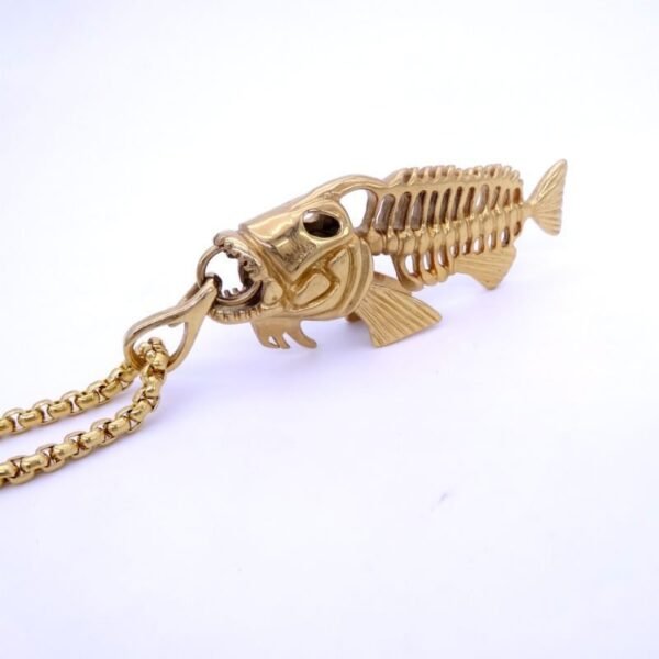 Gold 3D Big Fish Bone Chain - Image 2