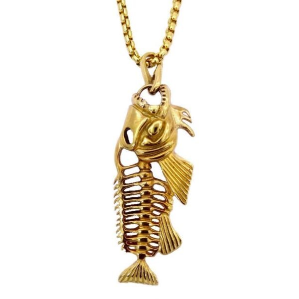 Gold 3D Big Fish Bone Chain