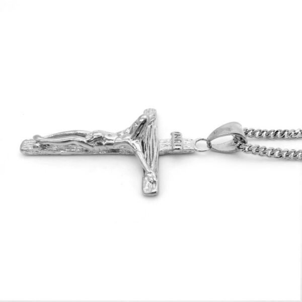 Silver Stainless Steel Mini Jesus Crucifix Cross Chain - Image 2
