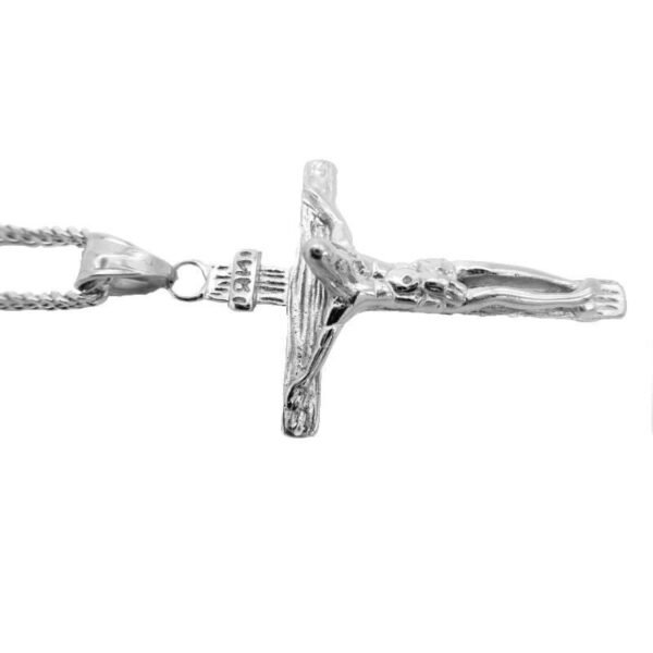 Silver Stainless Steel Mini Jesus Crucifix Cross Chain - Image 5