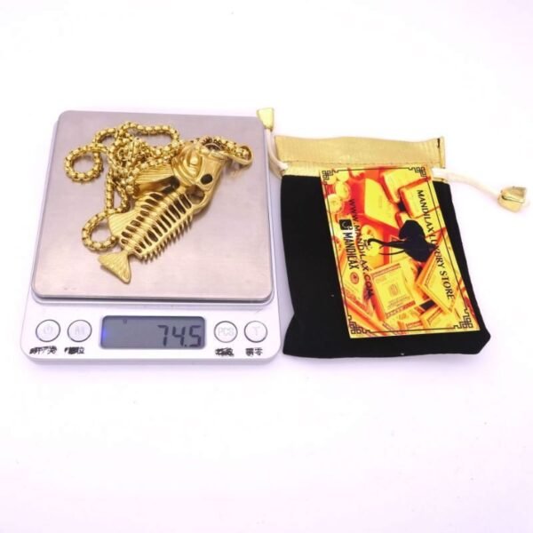 Gold 3D Big Fish Bone Chain - Image 6