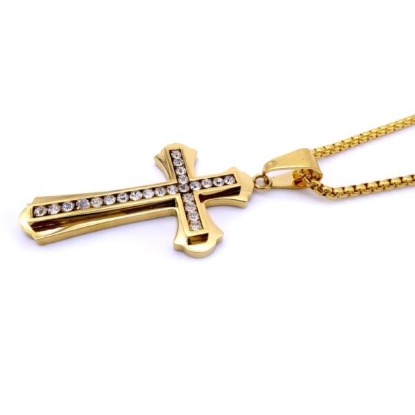 Gold Iced out Cross Chain - Image 2