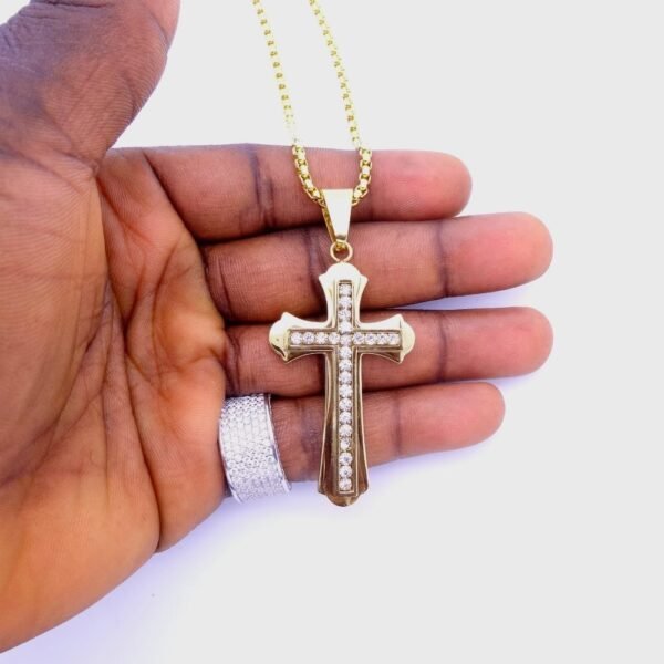 Gold Iced out Cross Chain - Image 3