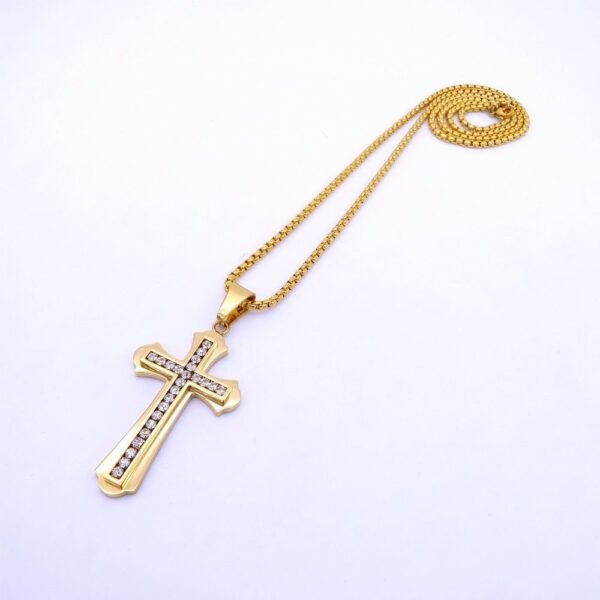 Gold Iced out Cross Chain - Image 4