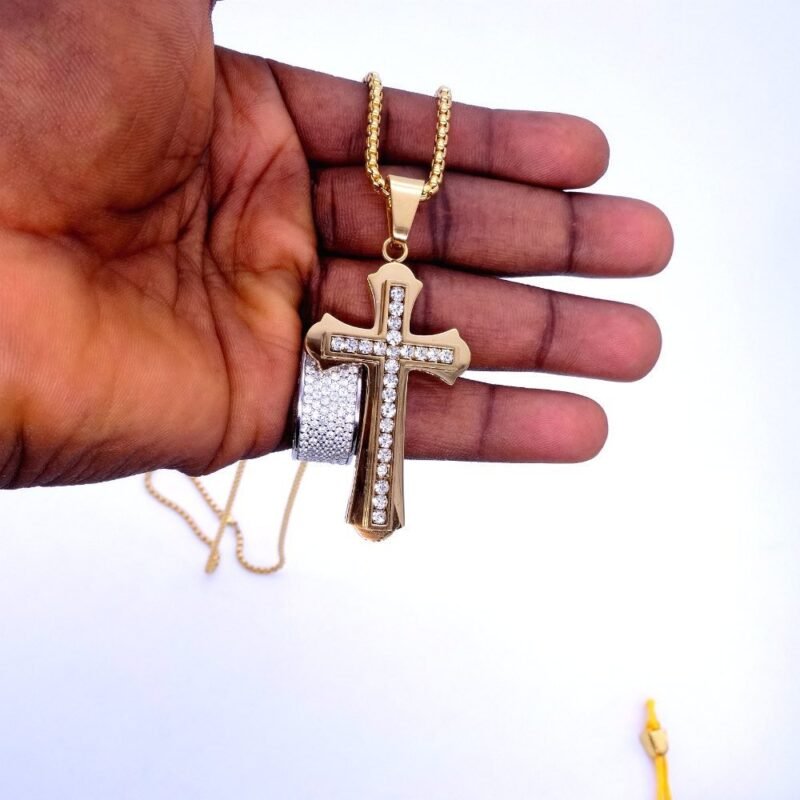 Gold Iced out Cross Chain - Image 5