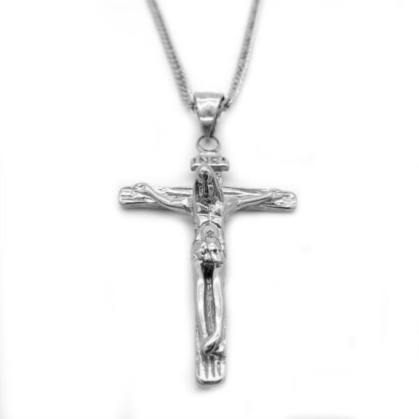 Silver Stainless Steel Mini Jesus Crucifix Cross Chain - Image 3