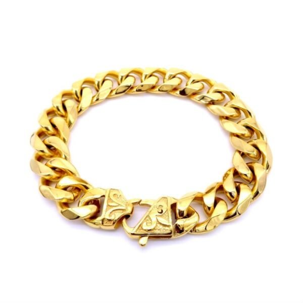 15mm Gold Steel Chrome Cuban link Bracelet