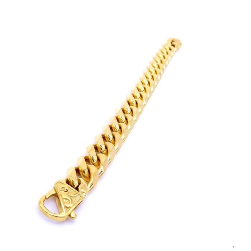15mm Gold Steel Chrome Cuban link Bracelet - Image 6