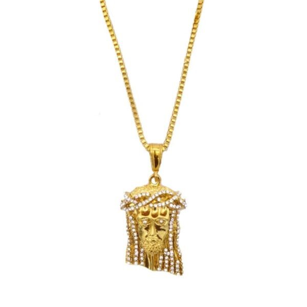 Mini Gold Iced Out Jesus piece Chain - Image 2