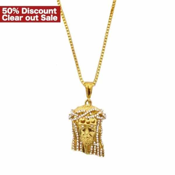 Mini Gold Iced Out Jesus piece Chain