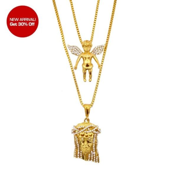 Iced Out Mini Jesus + Angel Combo
