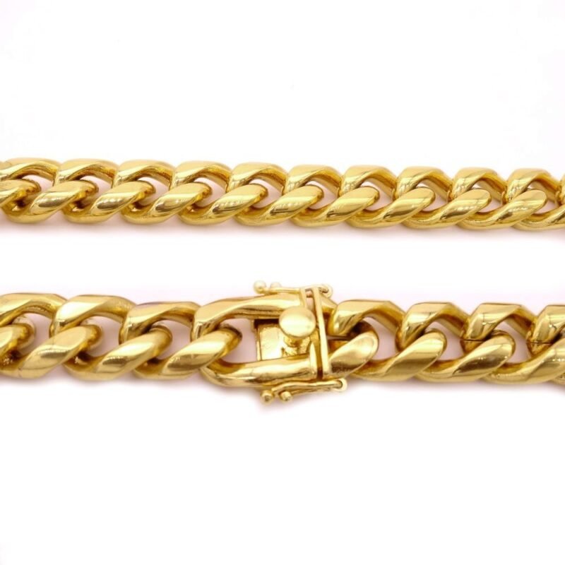 Gold Steel 15mm Bold Miami Cuban Link Chain - Image 4