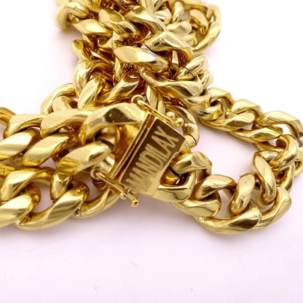Gold Steel 15mm Bold Miami Cuban Link Chain - Image 9