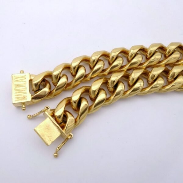 Gold Steel 15mm Bold Miami Cuban Link Chain - Image 7