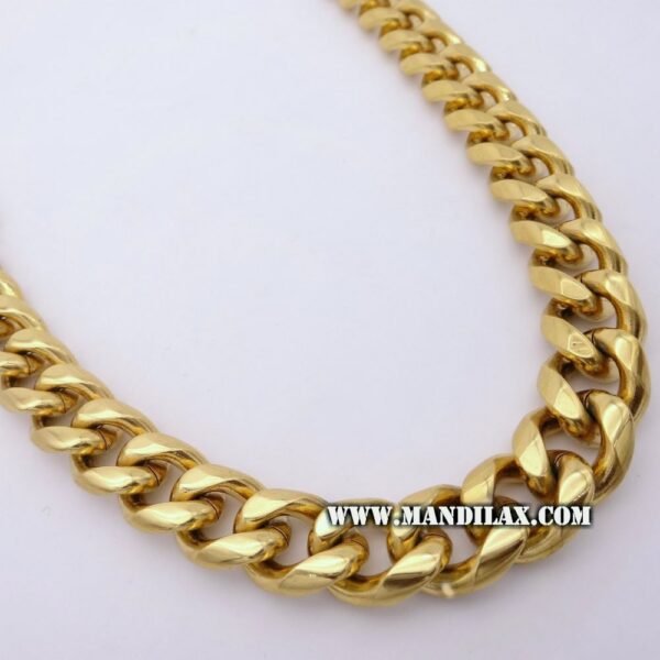 Gold Steel 15mm Bold Miami Cuban Link Chain - Image 3