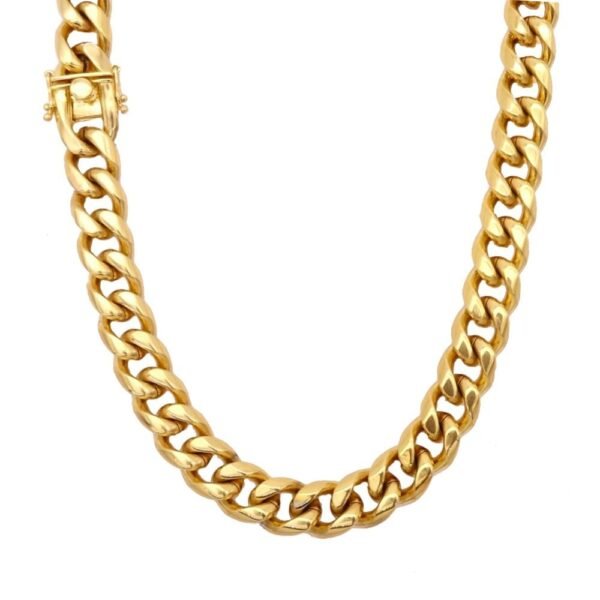 Gold Steel 15mm Bold Miami Cuban Link Chain