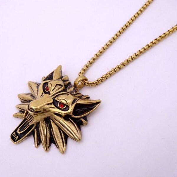 Vintage Gold Red Wolf Medallion Chain - Image 4