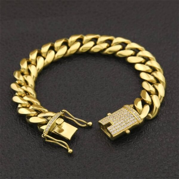 14mm Cuban Link with Iced Open Clasp Bracelet