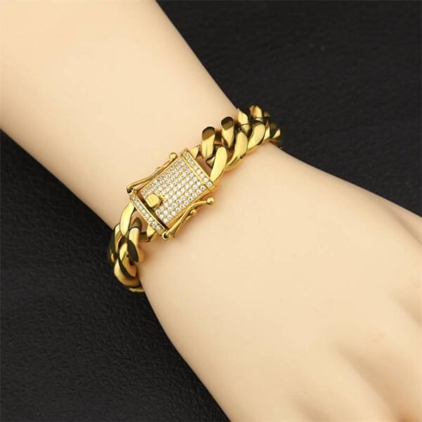 14mm Cuban Link with Iced Open Clasp Bracelet - Image 6