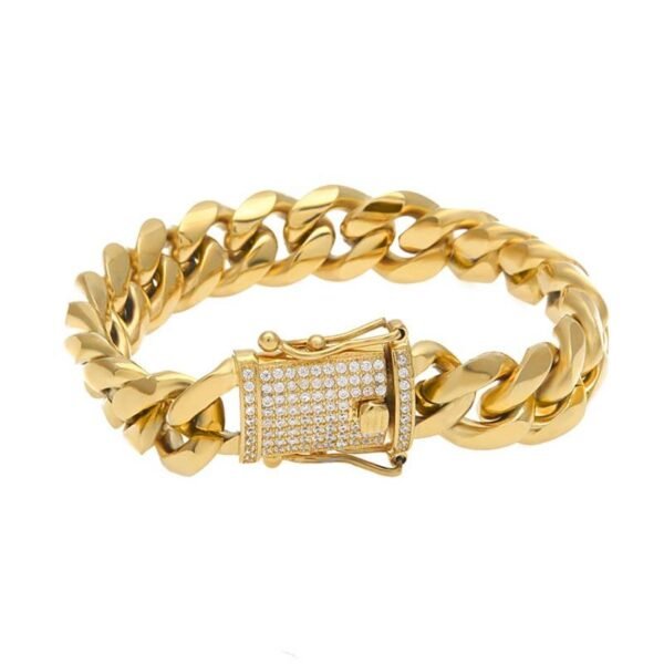 14mm Cuban Link with Iced Open Clasp Bracelet - Image 2