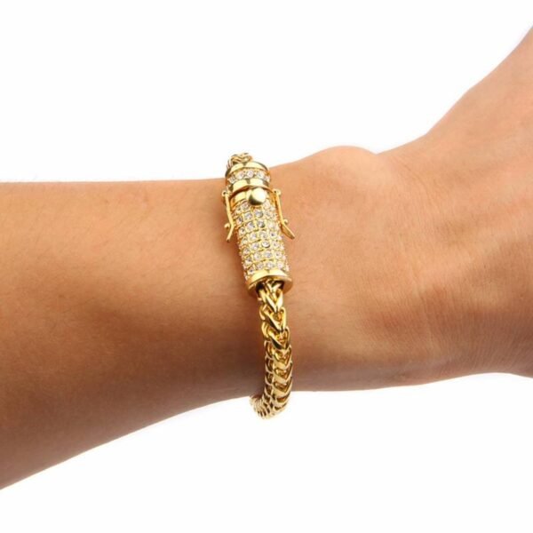 Gold Iced Clasp Franco Bracelet - Image 6