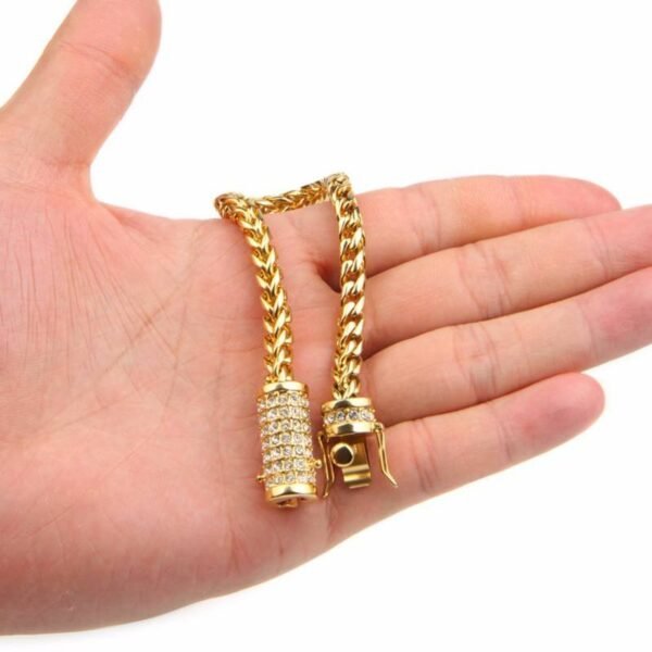 Gold Iced Clasp Franco Bracelet - Image 7