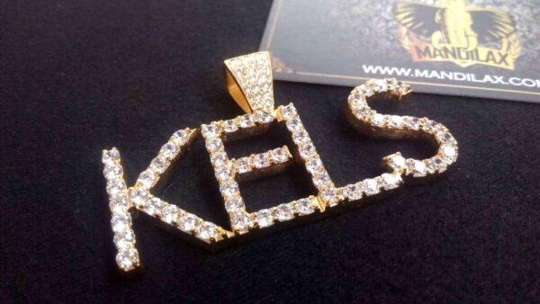 Customized Diamond Name Pendant with Tennis Chain - Image 7