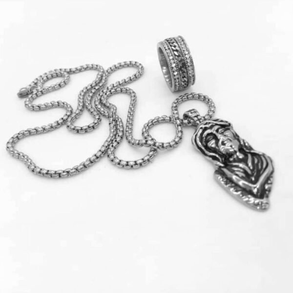 2 in 1 Combo Set - Mini Jesus Piece + Iced Spinner Ring - Image 4