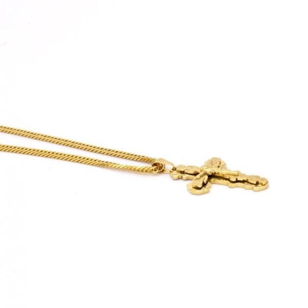 Gold Medium Jesus Crucifix Cuban Chain - Image 4