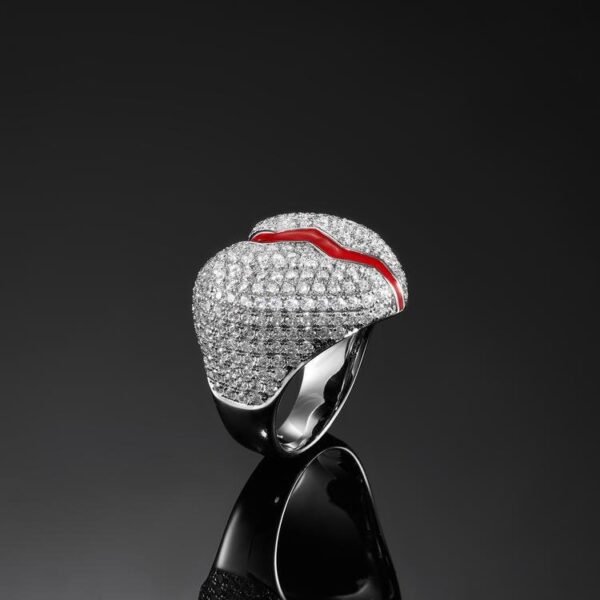 Silver Iced Out Broken Heart Ring - Image 6