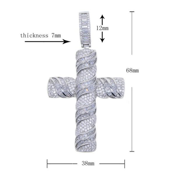 Iced Out Baguette Carved Cross Necklace - Image 3