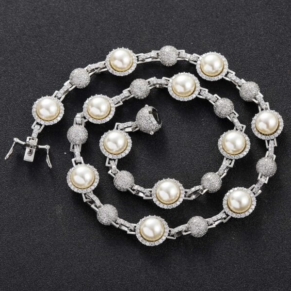 Iced Out Bead Pearl Chain
